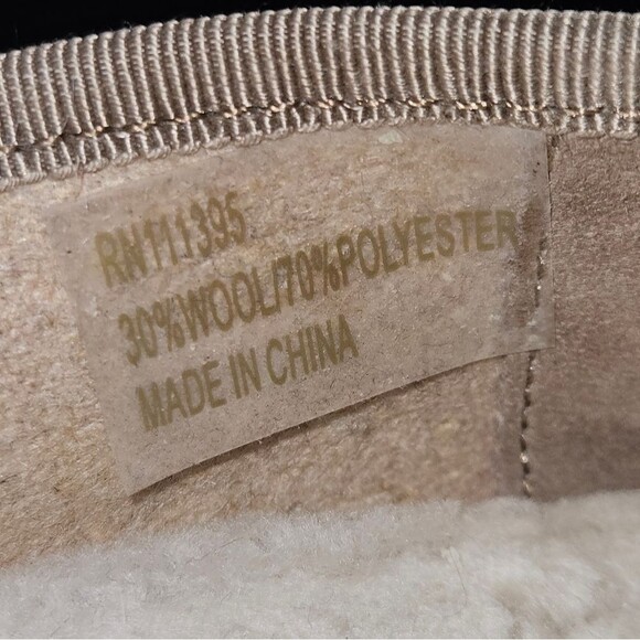 Tory Burch Suede Leather Shearling Lined Quilted Slip-on Flats Khaki Size 7 - Picture 9 of 10